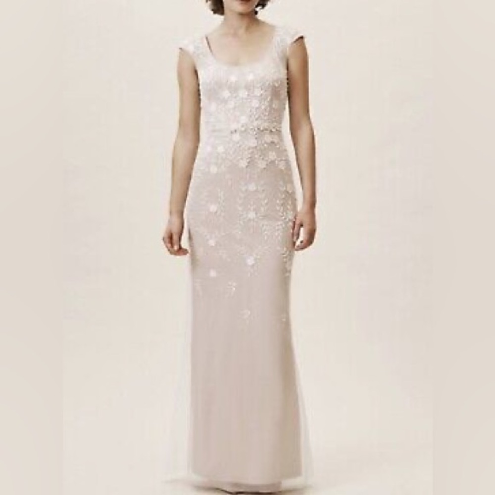 NWOT BHLDN Venice Floral Beaded Illusion Back Gown -Size 14